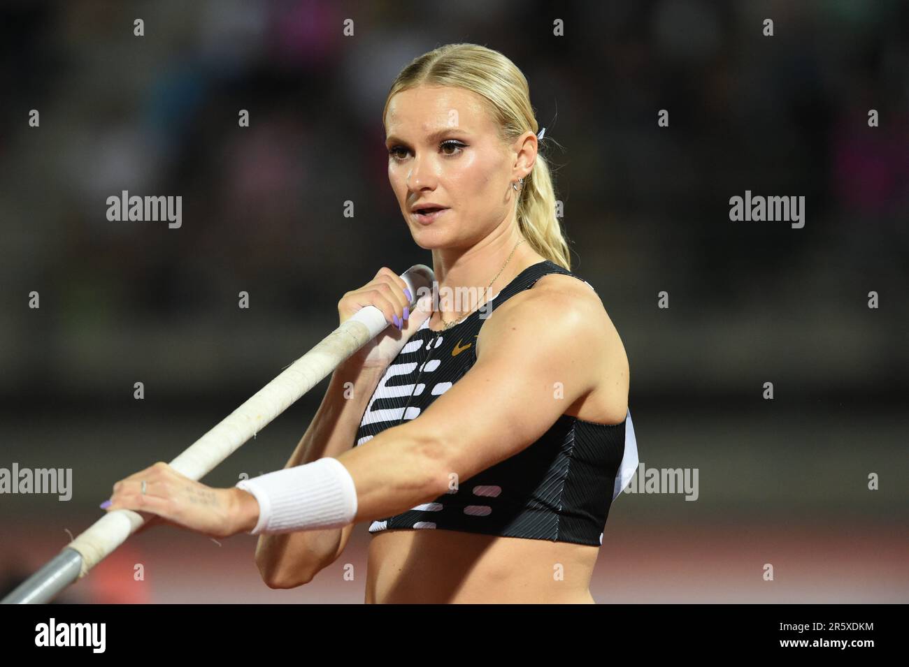 Katie Moon (USA) wins the women's pole vault at 15-5 1/2 (4.71m) during ...