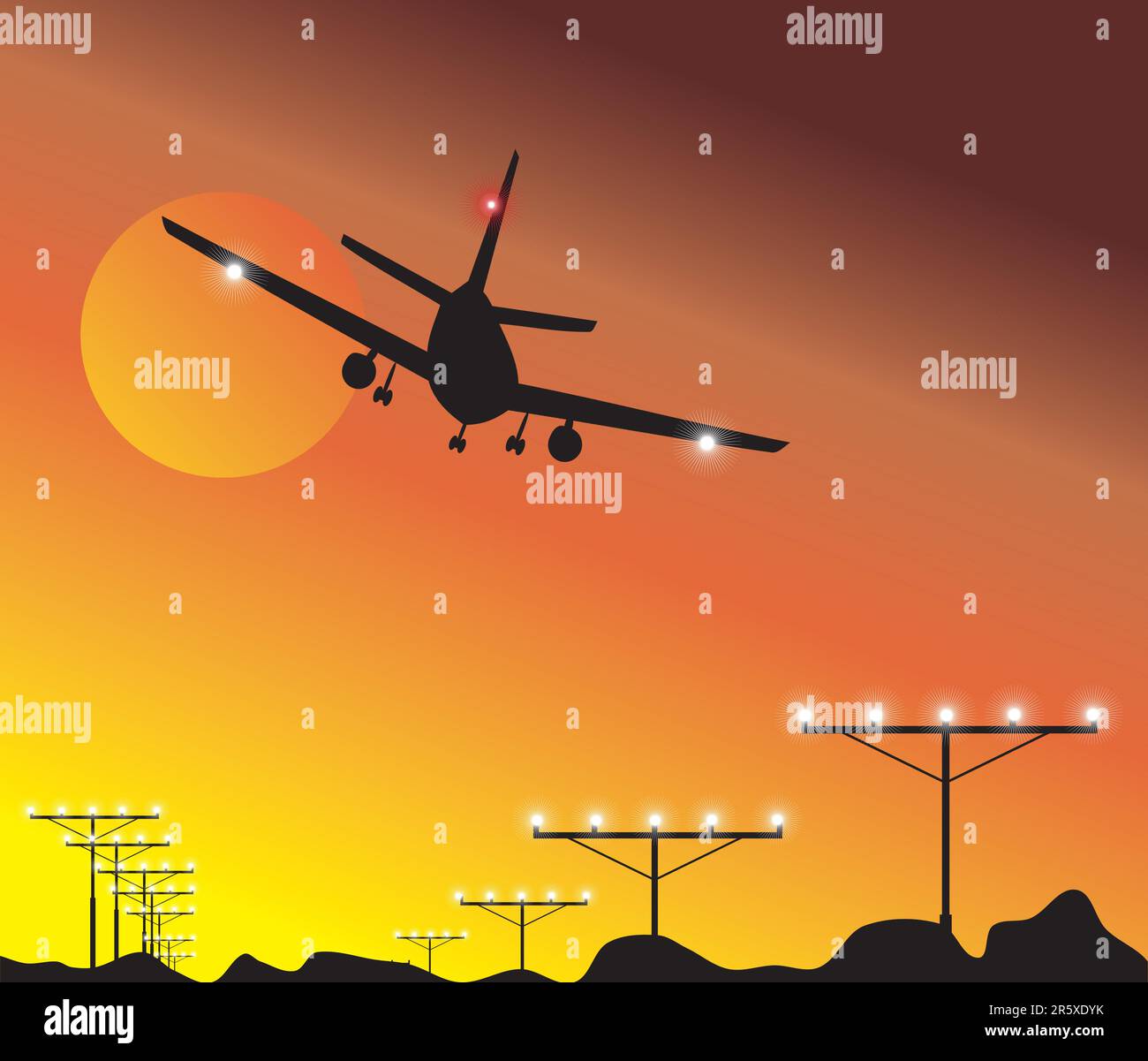 Airplane landing Stock Vector Images Alamy