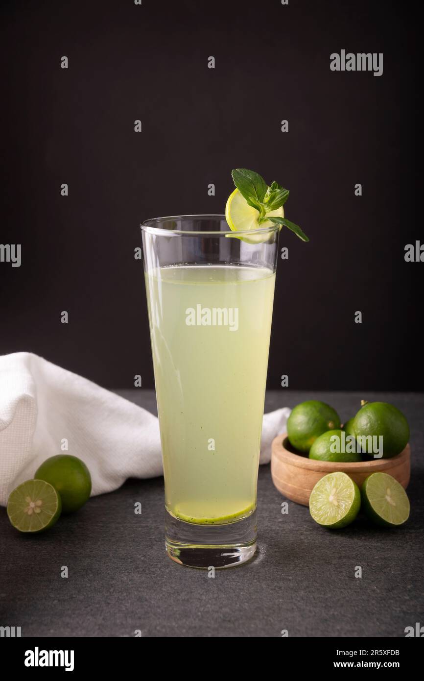 Homemade lemonade with organic lemons and mint, a popular refreshing drink in many countries. in Mexico it is part of their traditional Aguas Frescas, Stock Photo