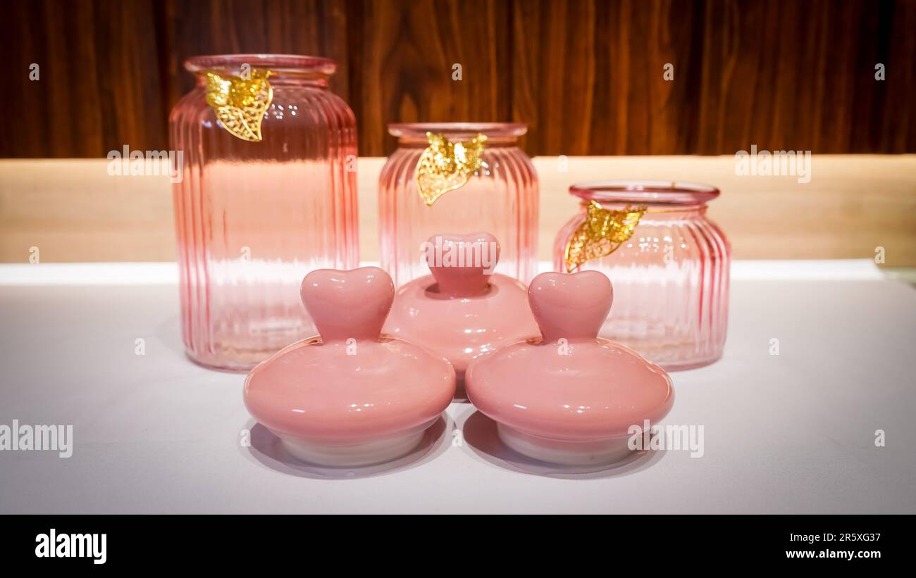 Pink Jars with Gold Ribbons are perfect for adding a touch of glamor to