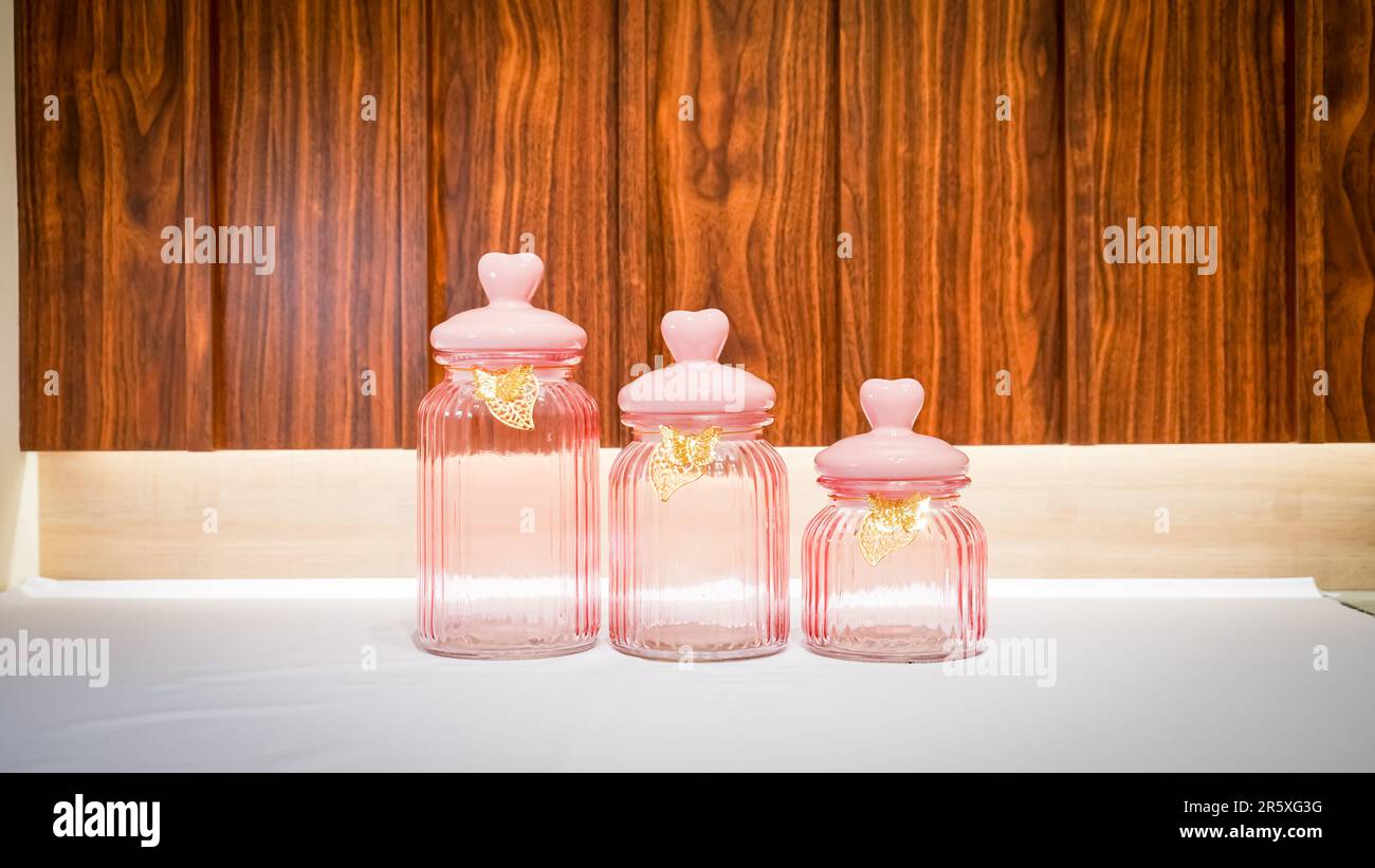 Jar Pink Ribbons Fancy pink jars hi-res stock photography and images - Alamy