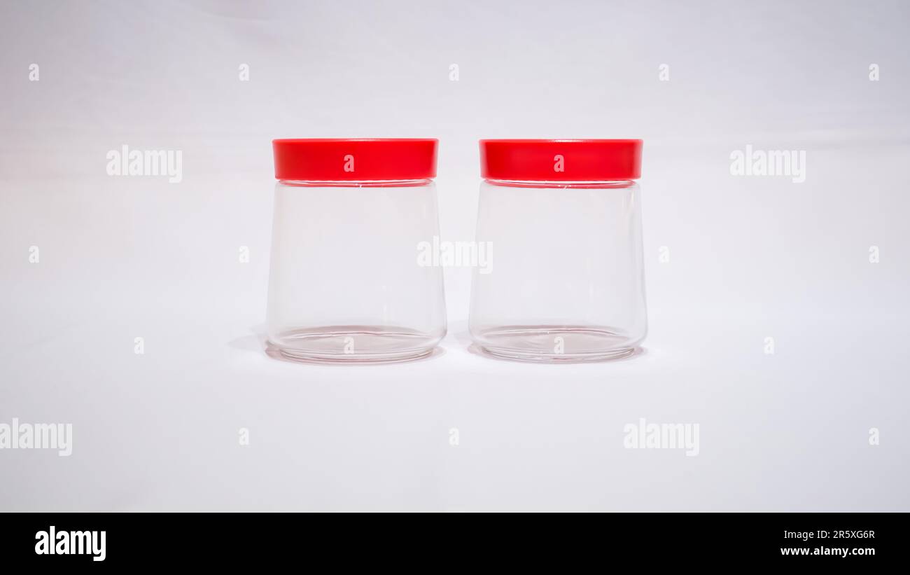 This Clear Jar with Red Lid is a perfect combination of style and
