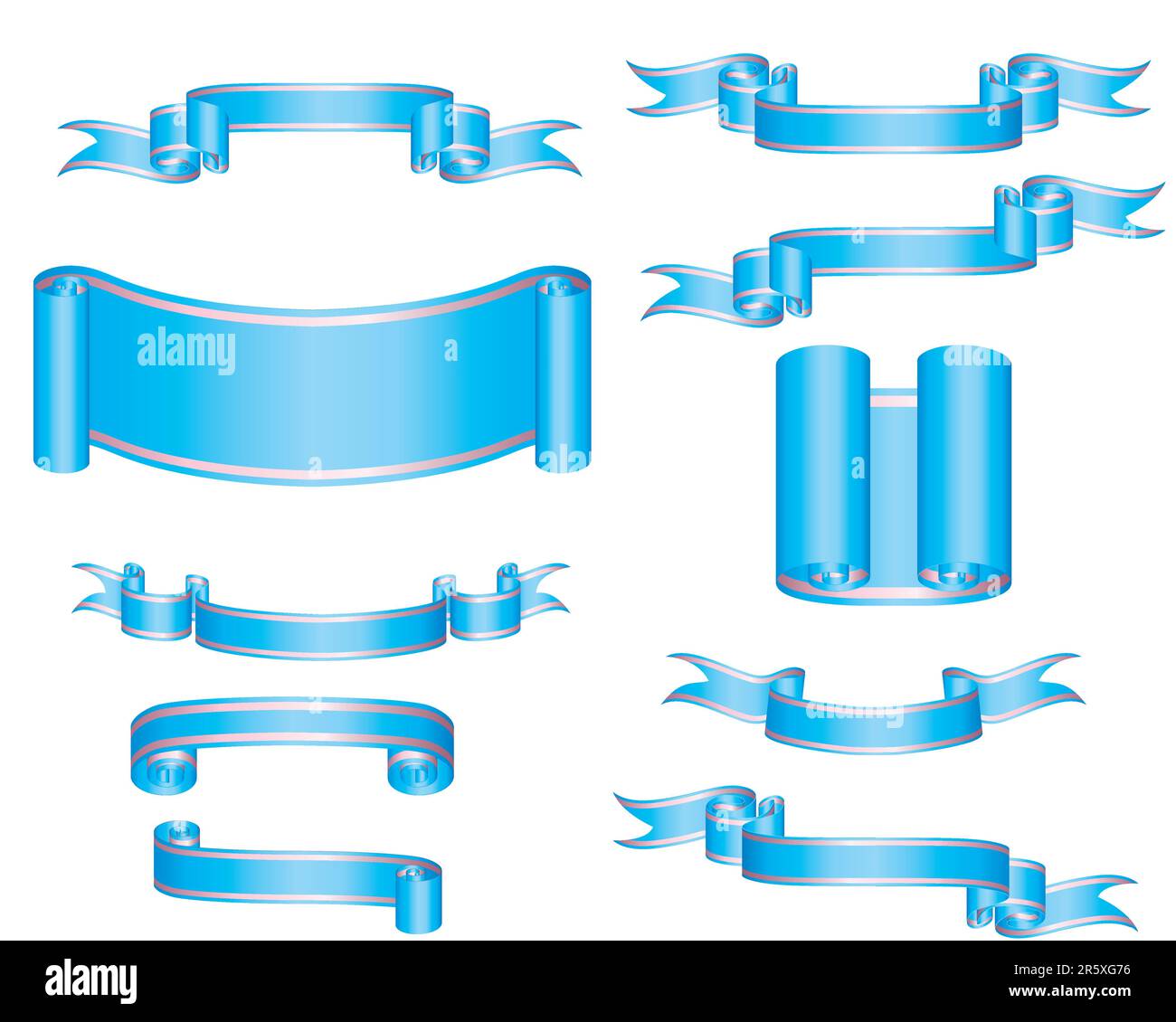 Collection of vector brightly ribbons in different shape Stock Vector