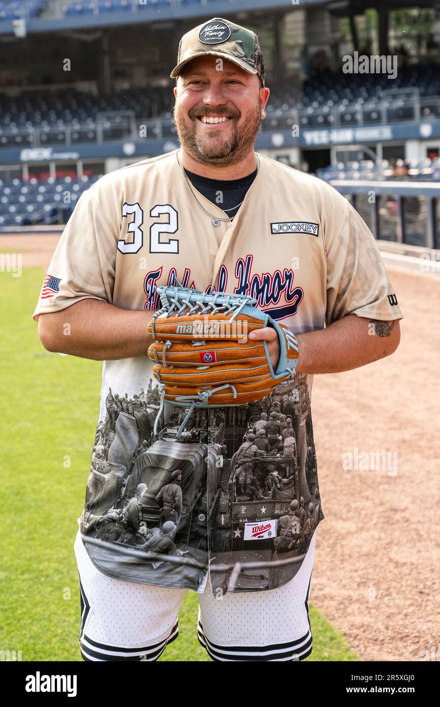 Mitchell Tenpenny is seen at the Rock 'N Jock Celebrity Softball Game