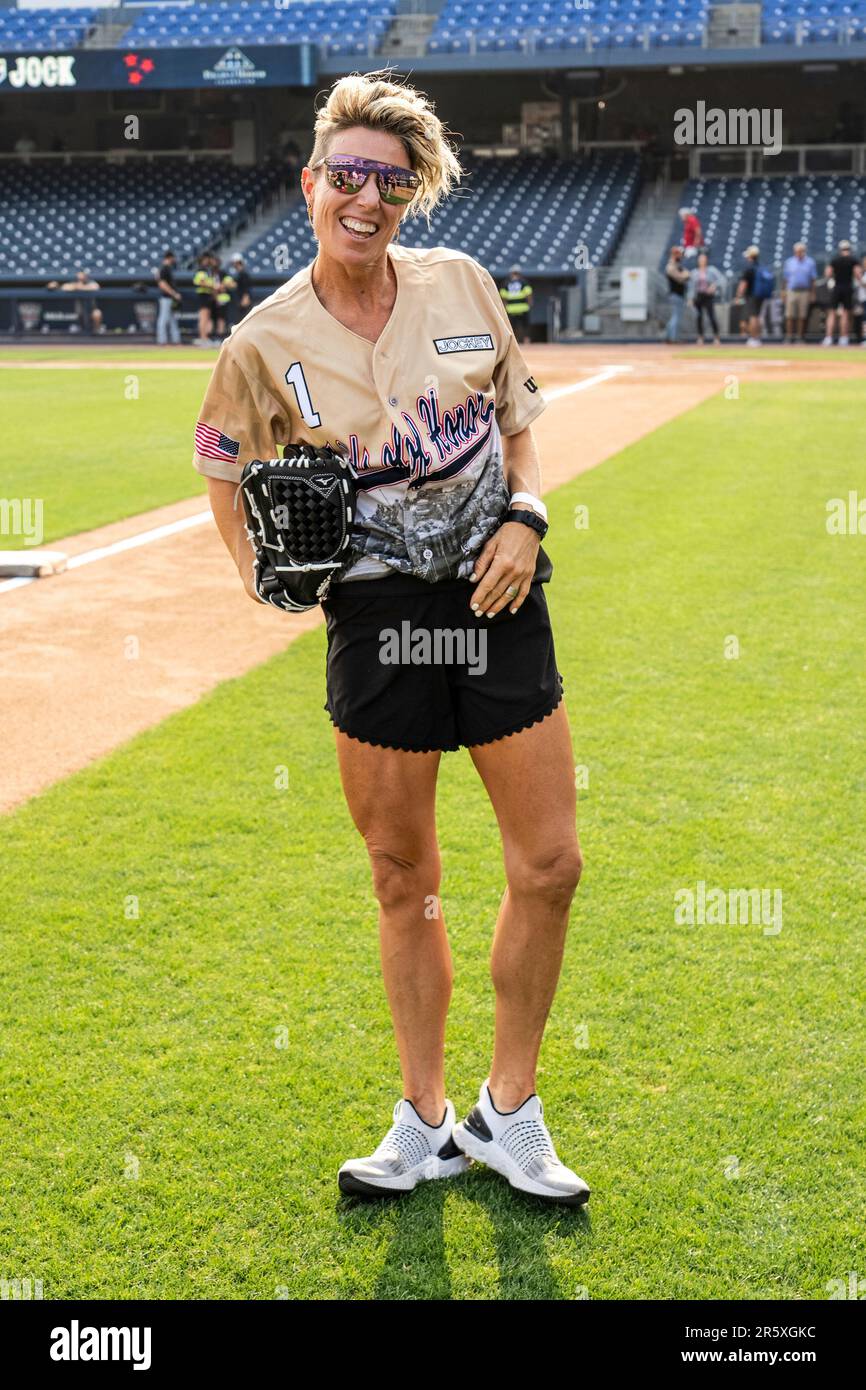 Erin Oprea is seen at the Rock 'N Jock Celebrity Softball Game during
