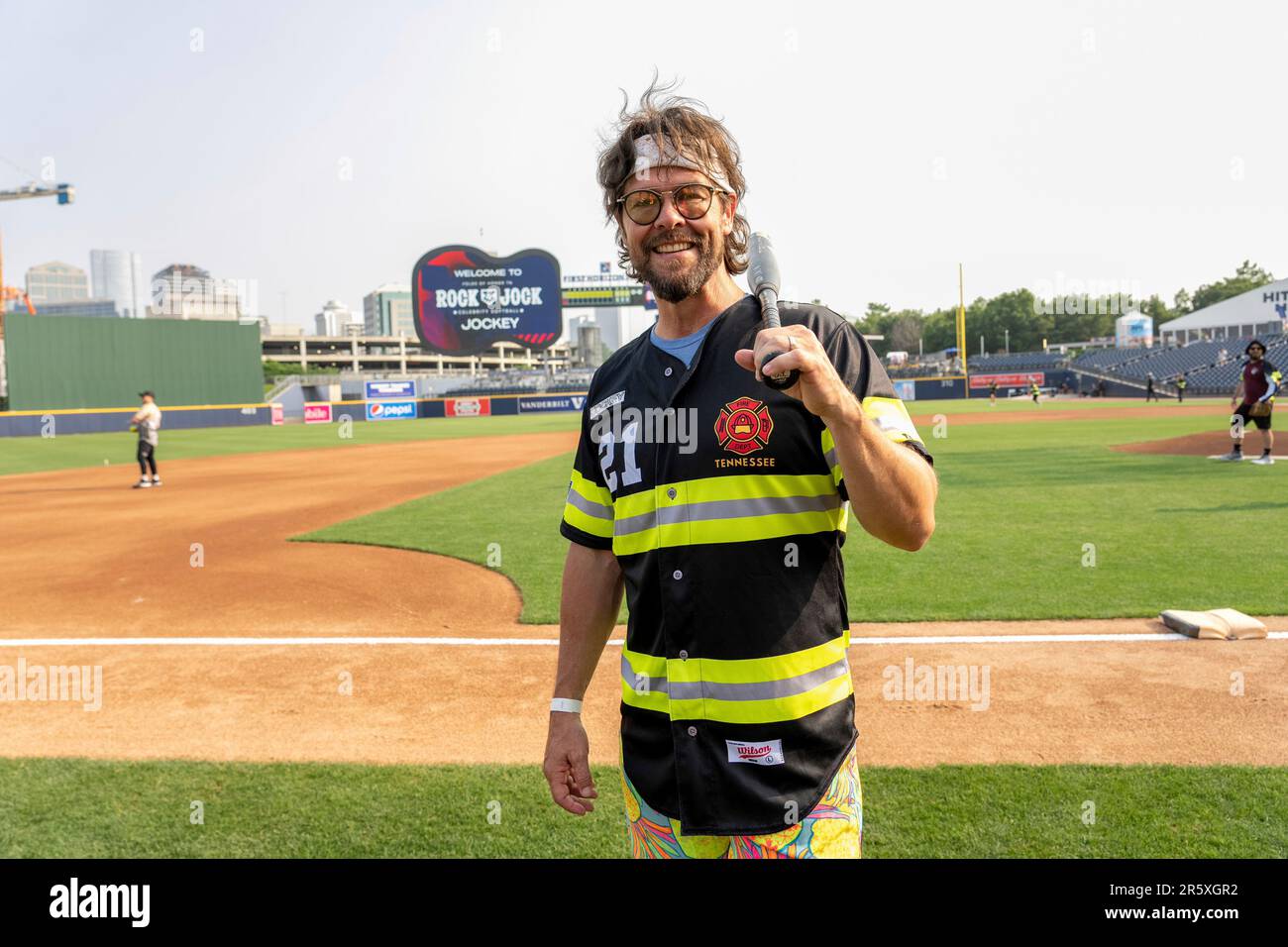 Jason Crabb is seen at the Rock 'N Jock Celebrity Softball Game during