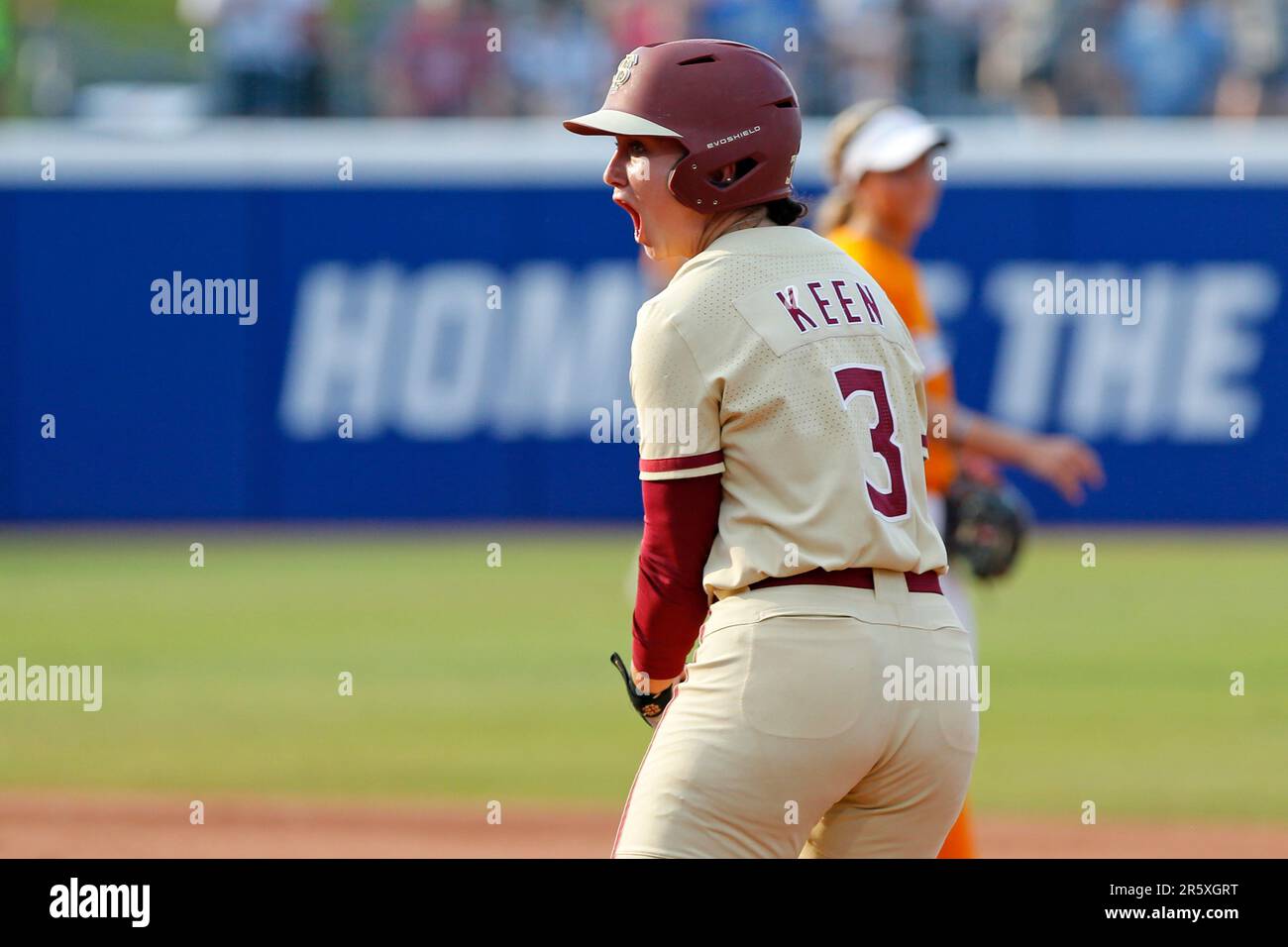 Florida States Bethaney Keen celebrates after hitting a home run against  Tennessee during the third inning of an NCAA softball Womens College World  Series game Monday, June 5, 2023, in Oklahoma City. (
