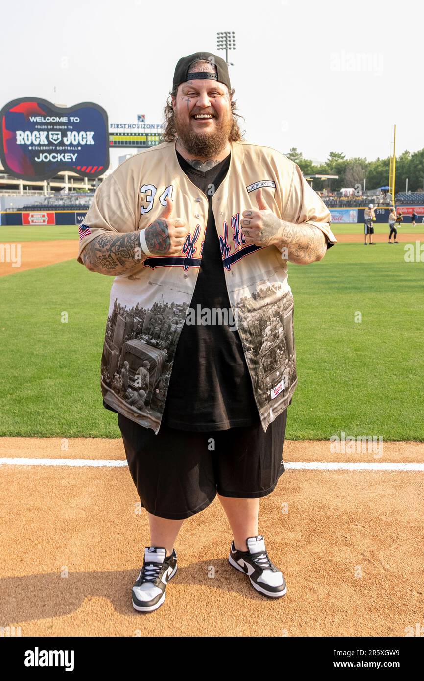 Jelly Roll is seen at the Rock 'N Jock Celebrity Softball Game during