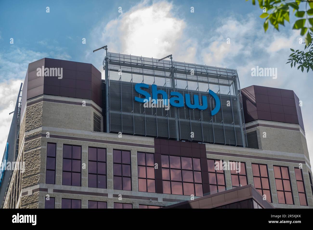 Calgary, Alberta, Canada. Jun 4, 2023. A Shaw building sign during spring Stock Photo Alamy