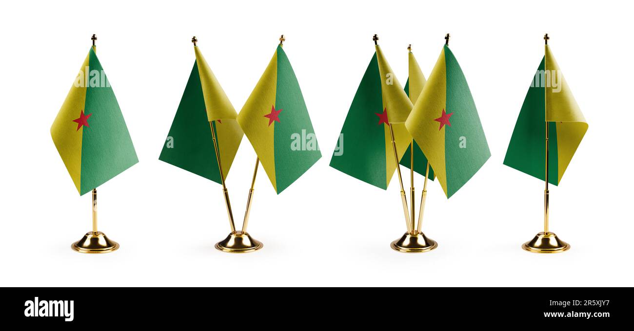 Small national flags of the French Guiana on a white background. Stock Photo