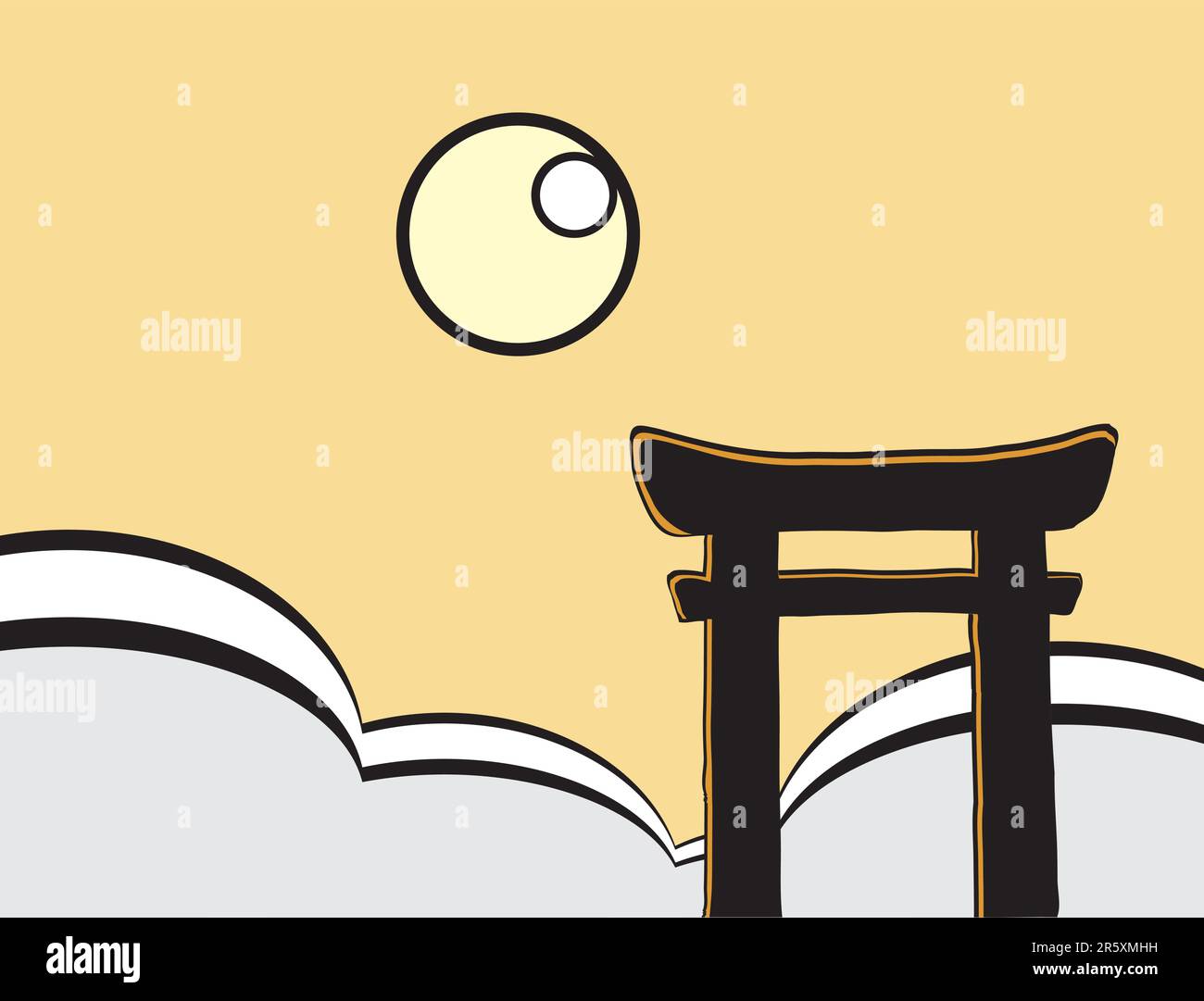 Japanese tori gate with sun and clouds Stock Vector Image & Art Alamy