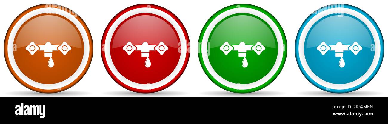 Water glossy icons, set of modern design buttons for web, internet and ...