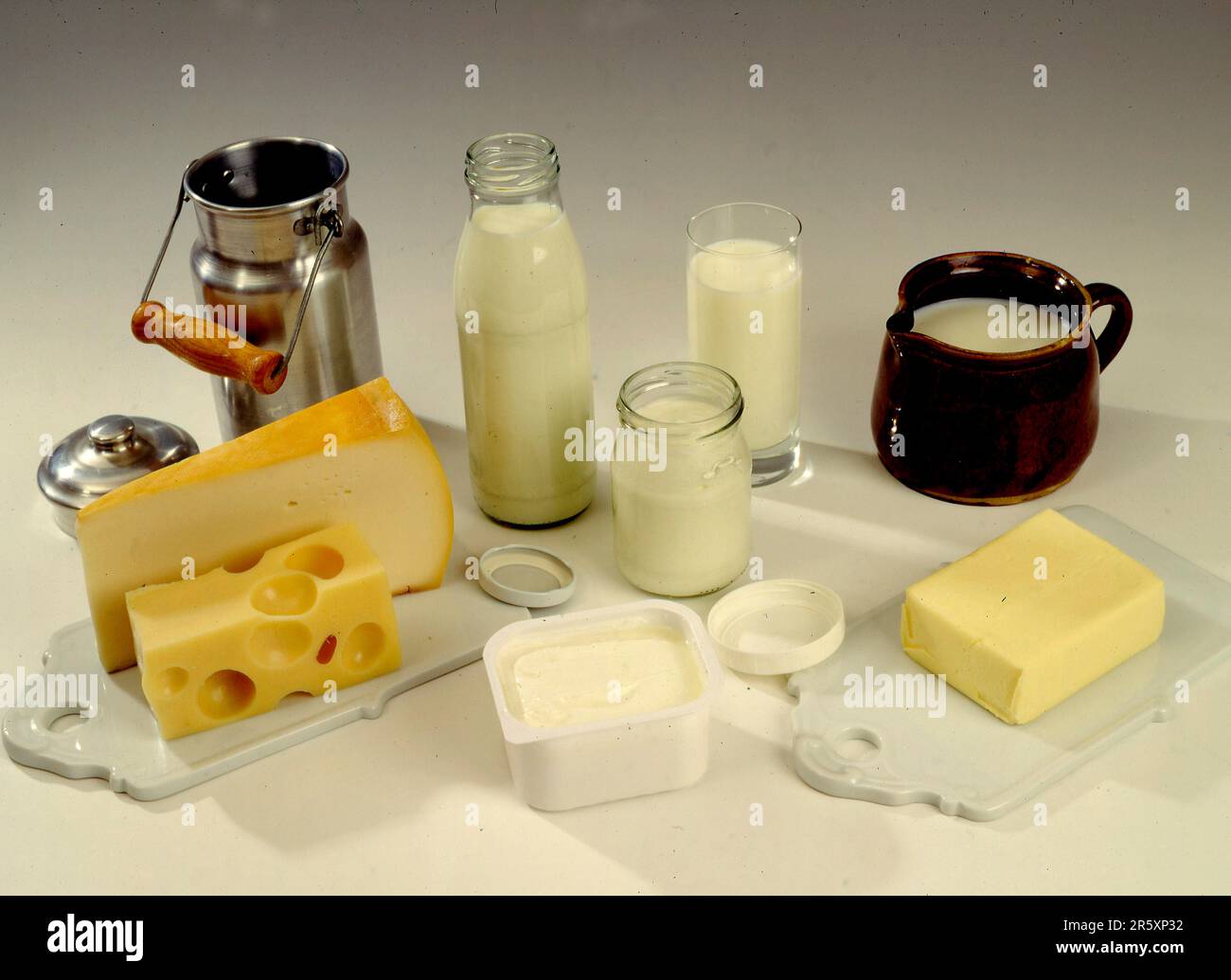 Dairy products Cheese, milk, quark Stock Photo Alamy
