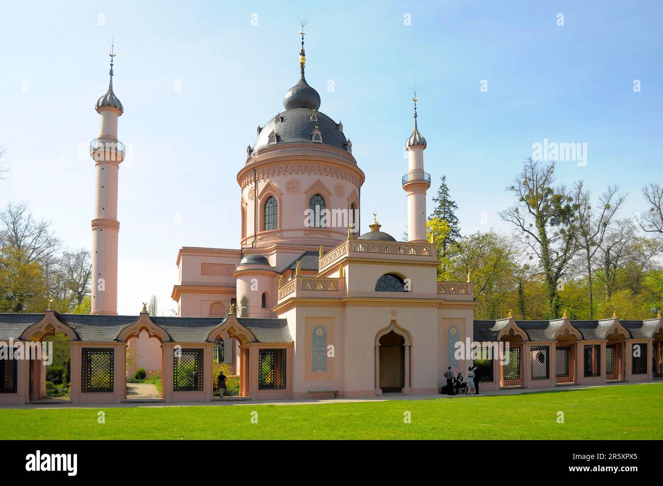 Spring Mosque Schwetzingen, in spring, mosque in the palace garden, minaret, mosque ...