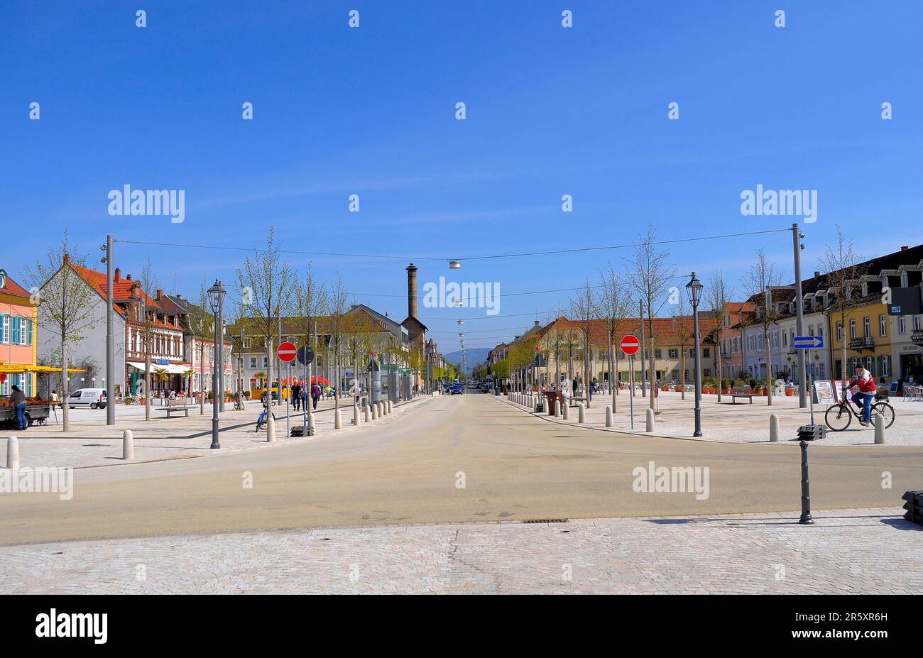 Schwetzingen in Spring at the Palace Square, Market Square and St. Pancratius Church Stock Photo