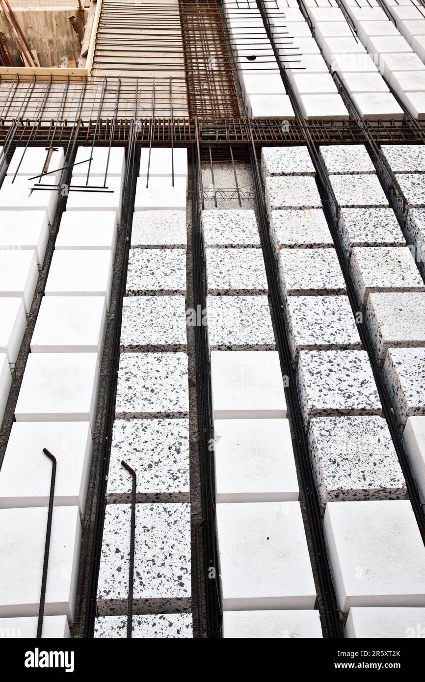 Technical detail of building operations floor. Materials polystyrene