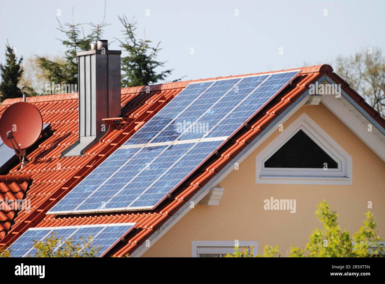 Residential house with photovoltaic installation Stock Photo