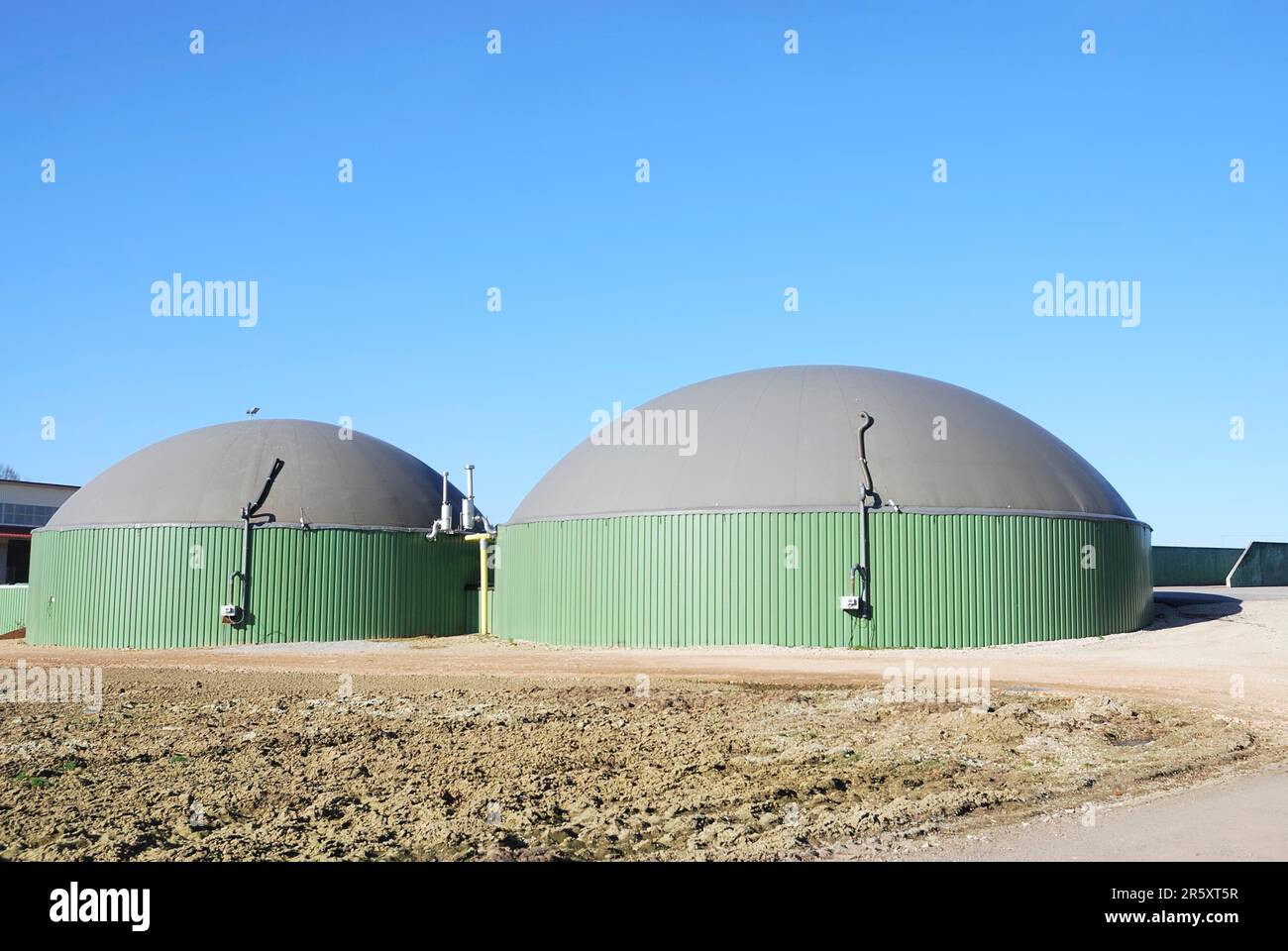 Renewable energy with biogas production Stock Photo