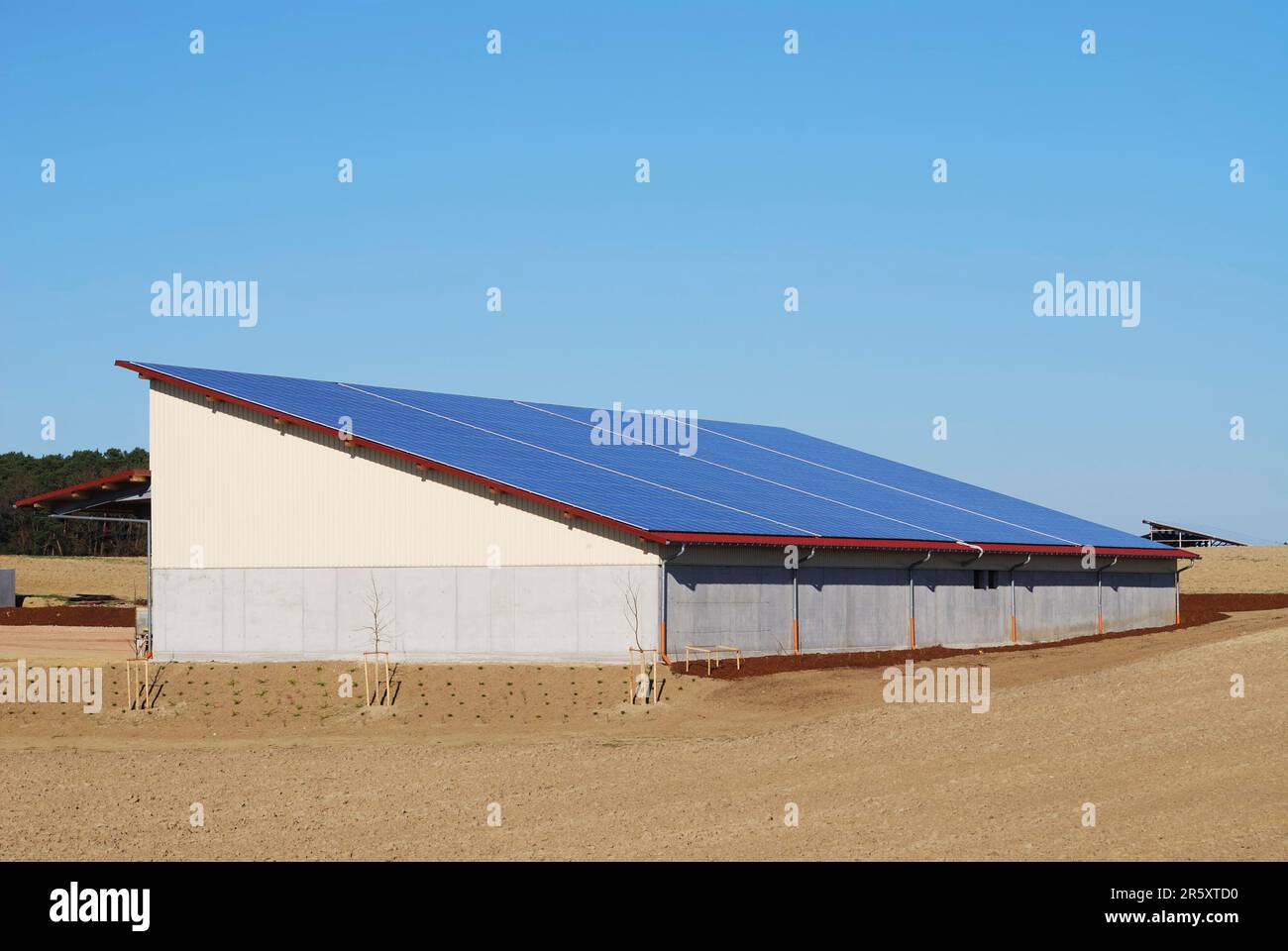 Soar energy creation on a storage building Stock Photo