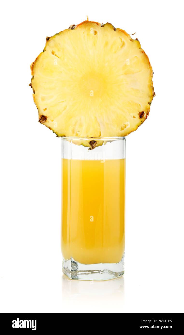 Glass of pineapple juice with fruit isolated on white background Stock Photo Alamy