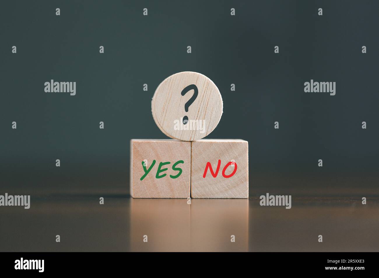 concept of choice yes or no on wooden cubic blocks. Business and lifestyle concept. Think With Yes Or No Choice, Business Choices For Difficult Situat Stock Photo