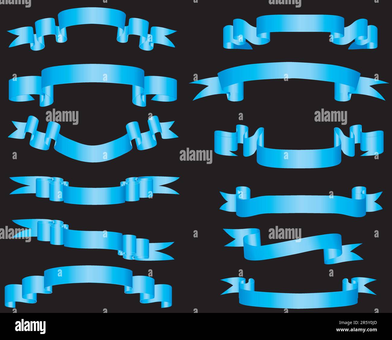 Collection of vector brightly ribbons in different shape Stock Vector