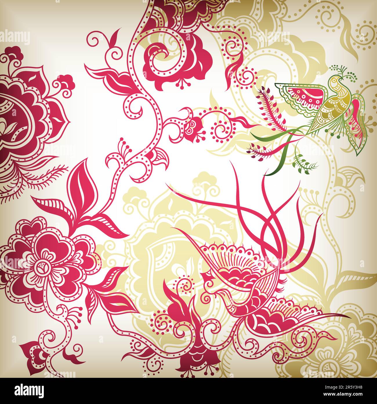 Vector of Abstract Floral and Bird Stock Vector Image & Art - Alamy