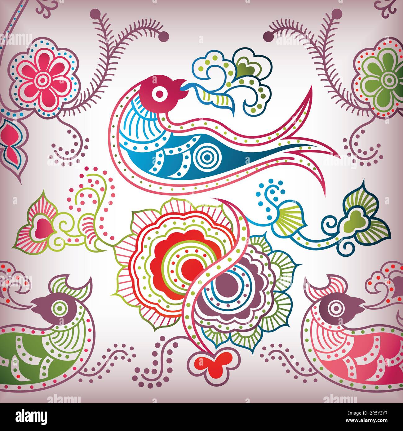 Vector of Abstract Floral and Bird Stock Vector Image & Art - Alamy