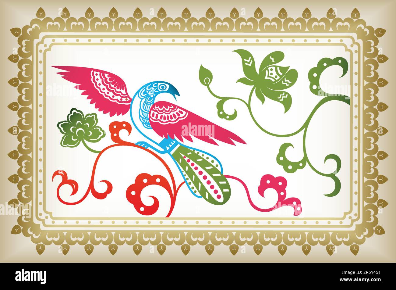 Vector of Abstract Floral and Bird Stock Vector Image & Art - Alamy