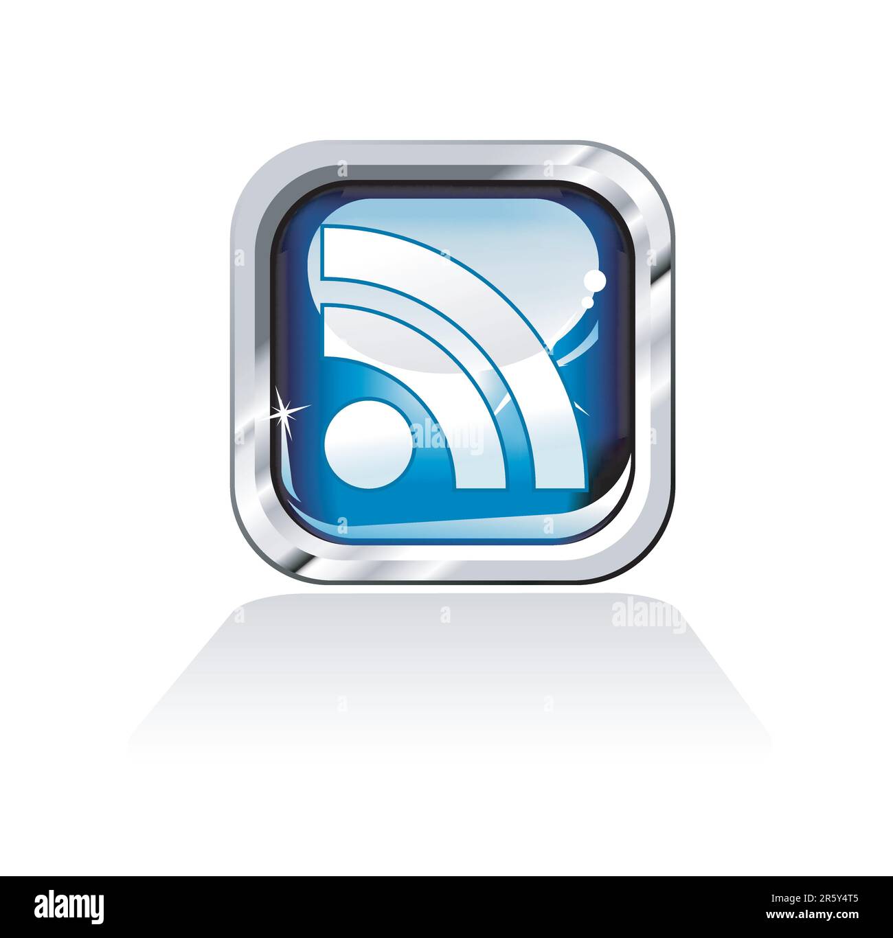 Glossy Blue Rss Feed Icon Stock Vector