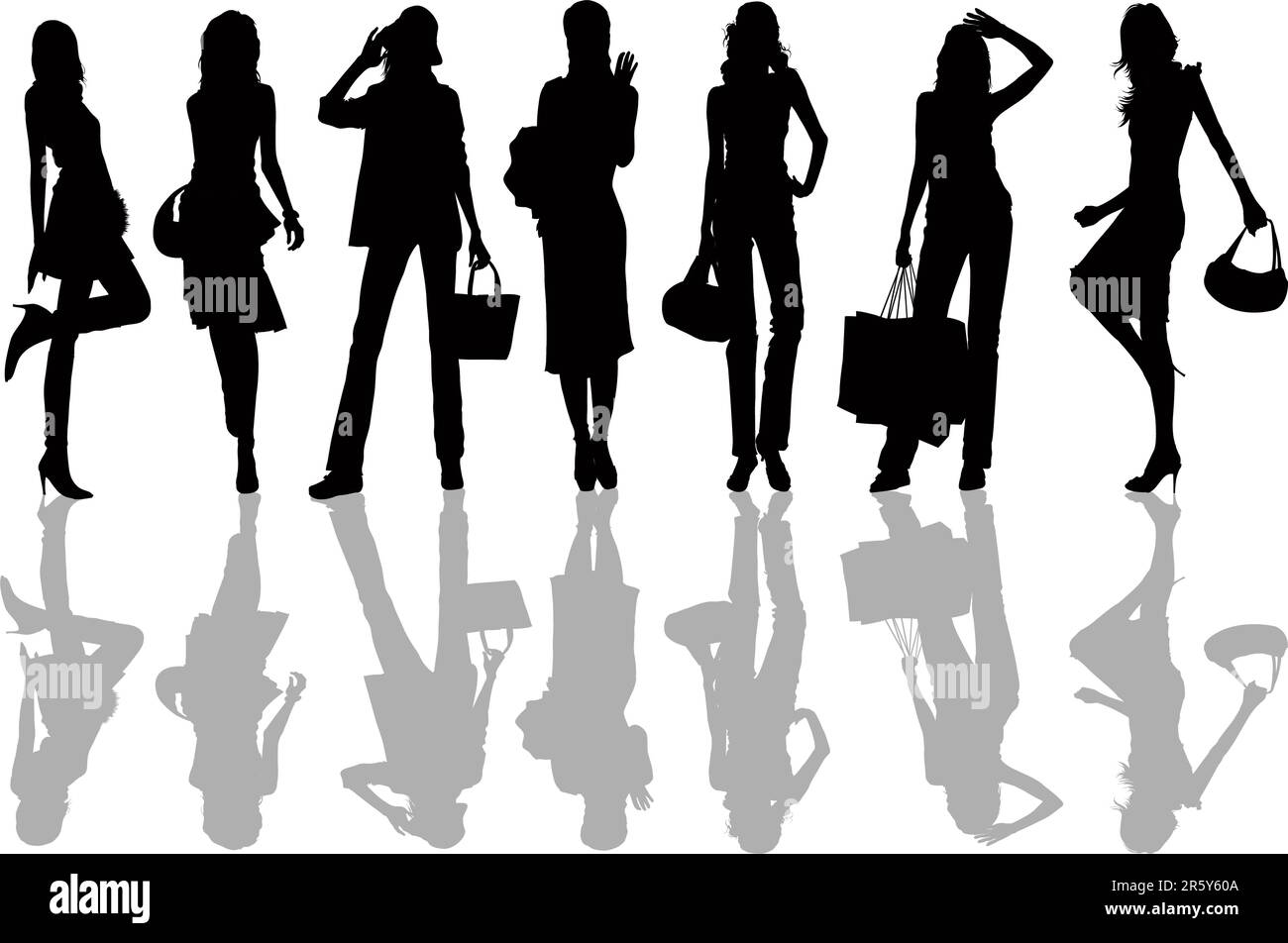 Shopping Girls - vector illustration Stock Vector Image & Art - Alamy