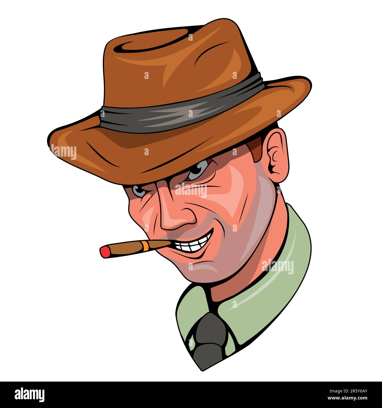Gangster. Vector illustration of a man with hat and cigar chicago gangster mafia. Brutal malware Stock Vector