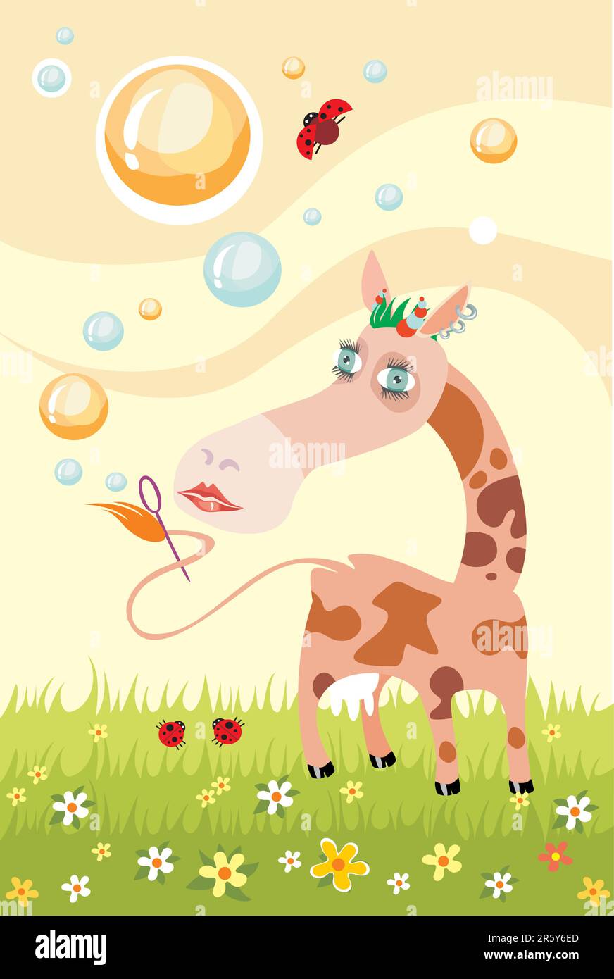 vector illustration of a funny cow Stock Vector