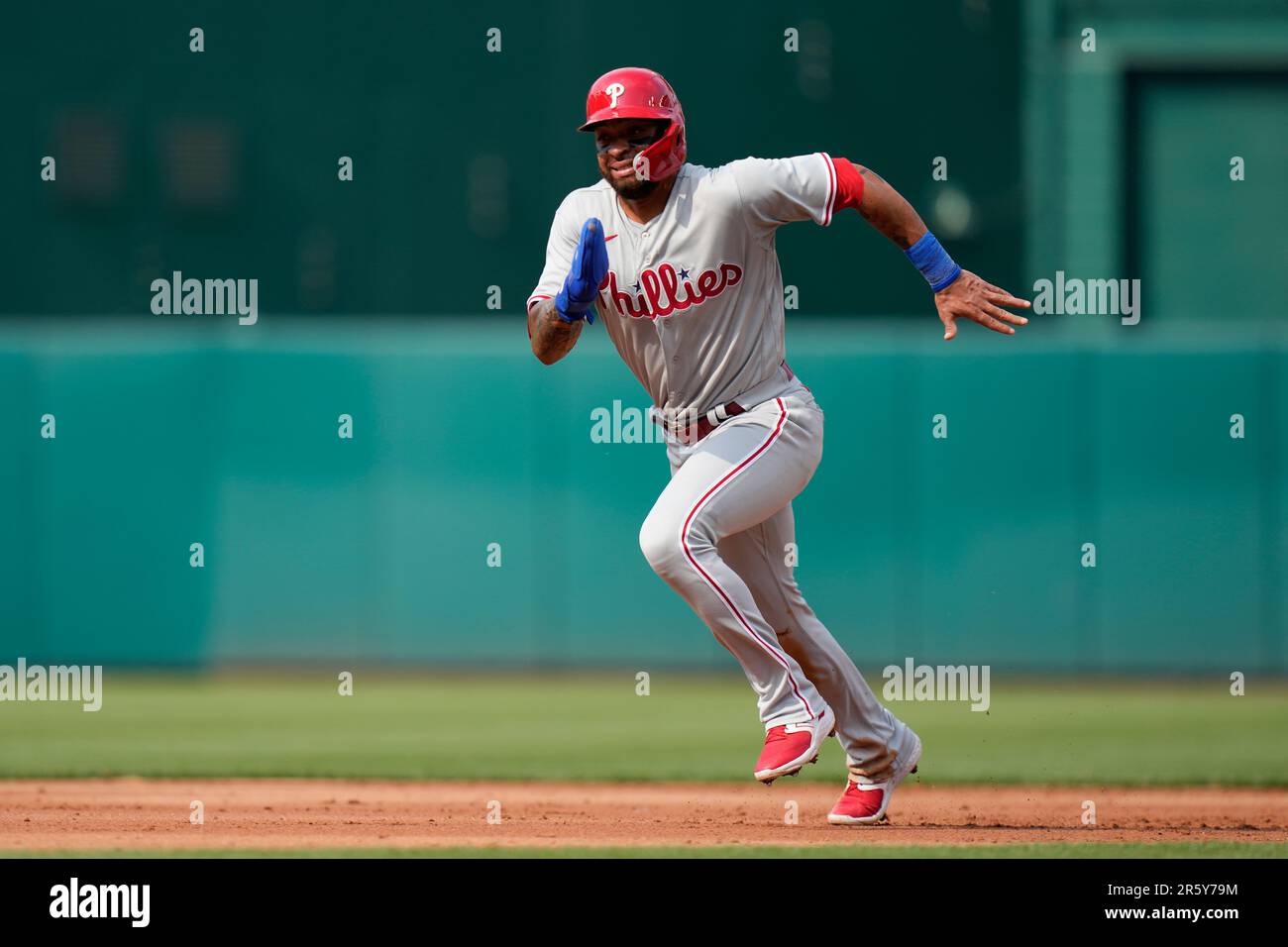 Philadelphia Phillies' Edmundo Sosa runs toward third base during a