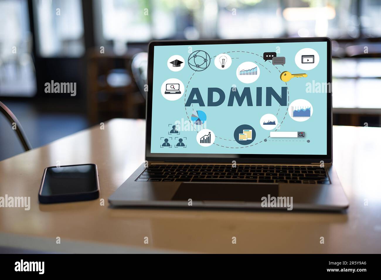 Office Business admin word in office assistant marketing on laptop Stock Photo