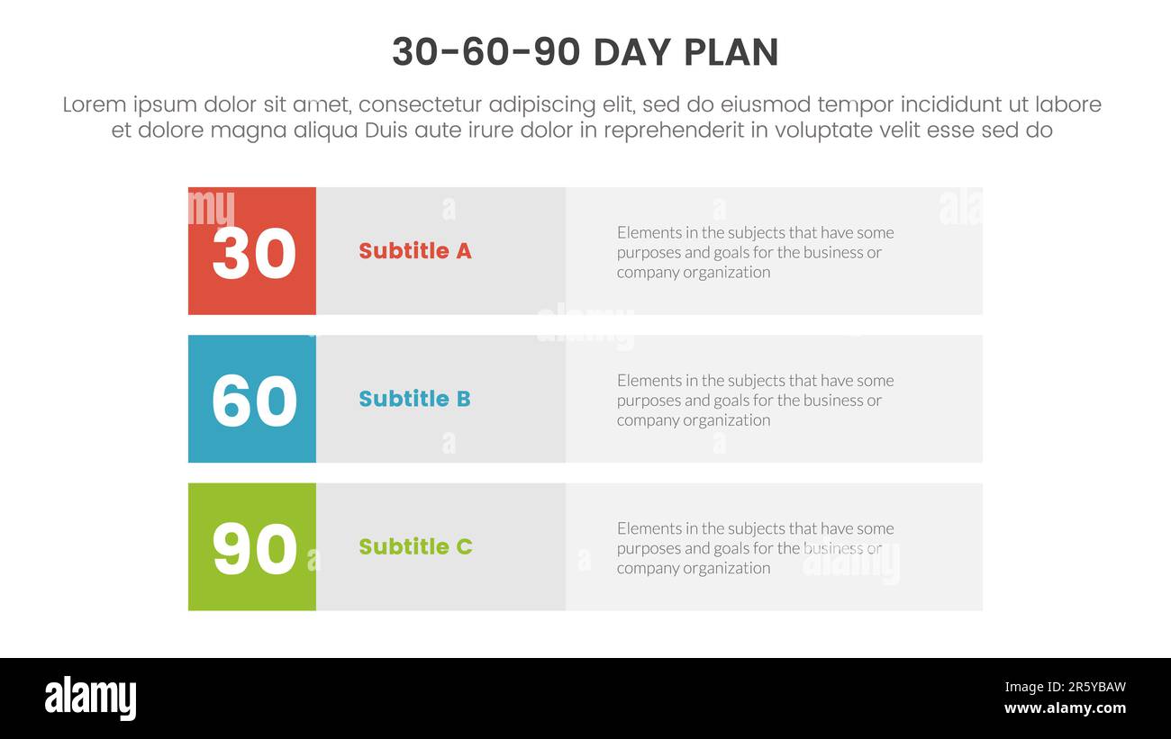 30-60-90 day plan management infographic 3 point stage template with 3 ...