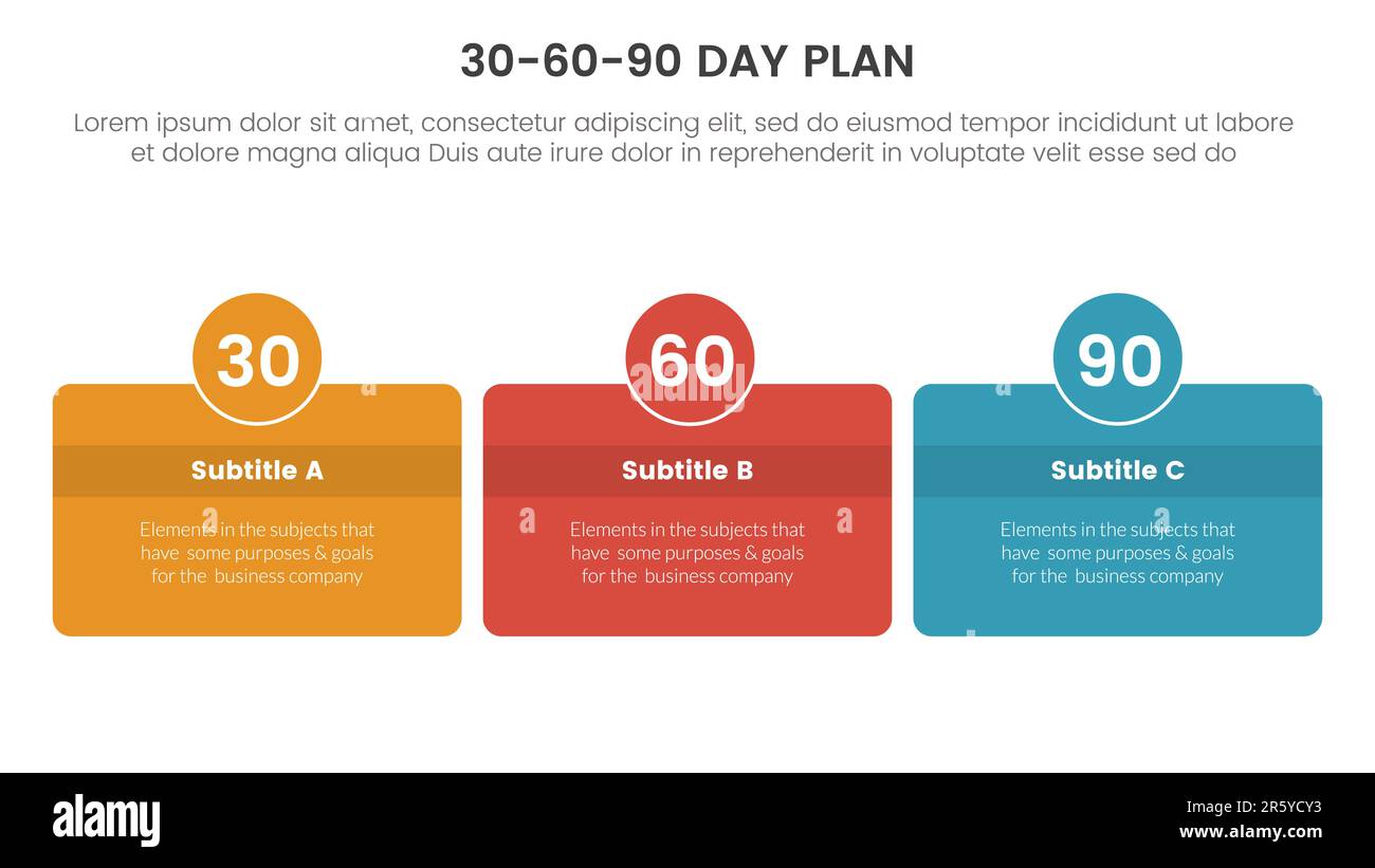 30-60-90 day plan management infographic 3 point stage template with ...