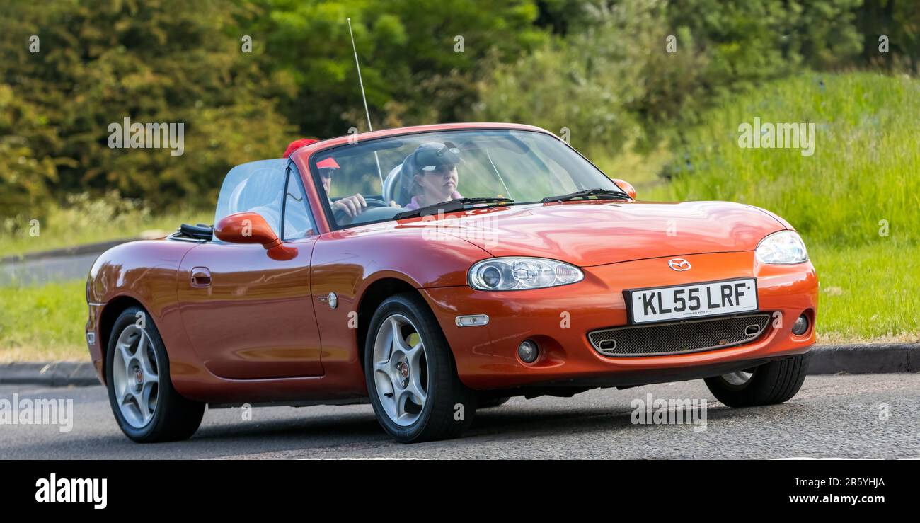 Stony Stratford,UK June 4th 2023 2005 orange MAZDA MX5 classic car