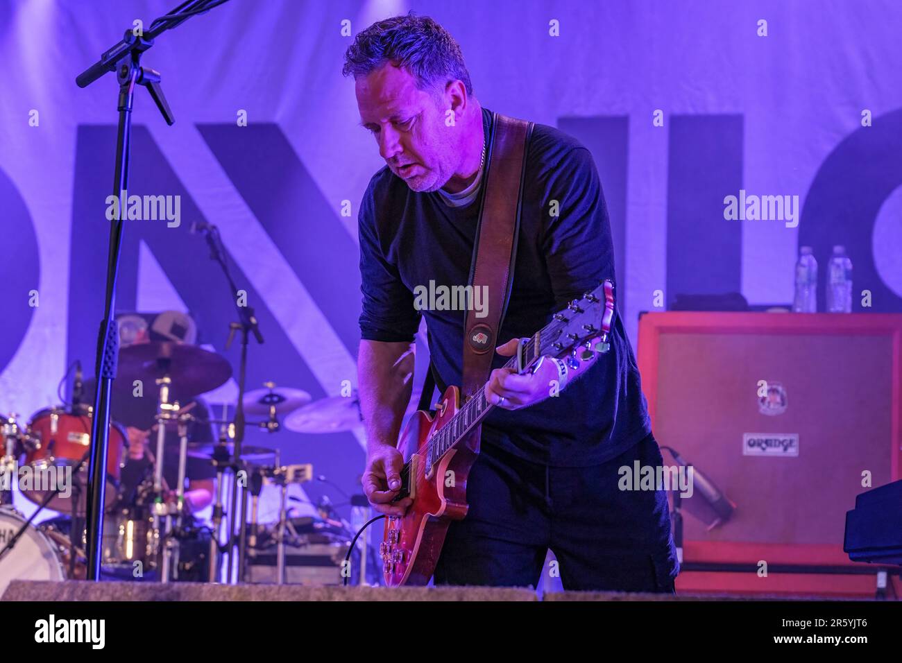 Andy Dunlop of Travis performing at Wychwood Festival, Cheltenham, UK. June 3, 2023 Stock Photo