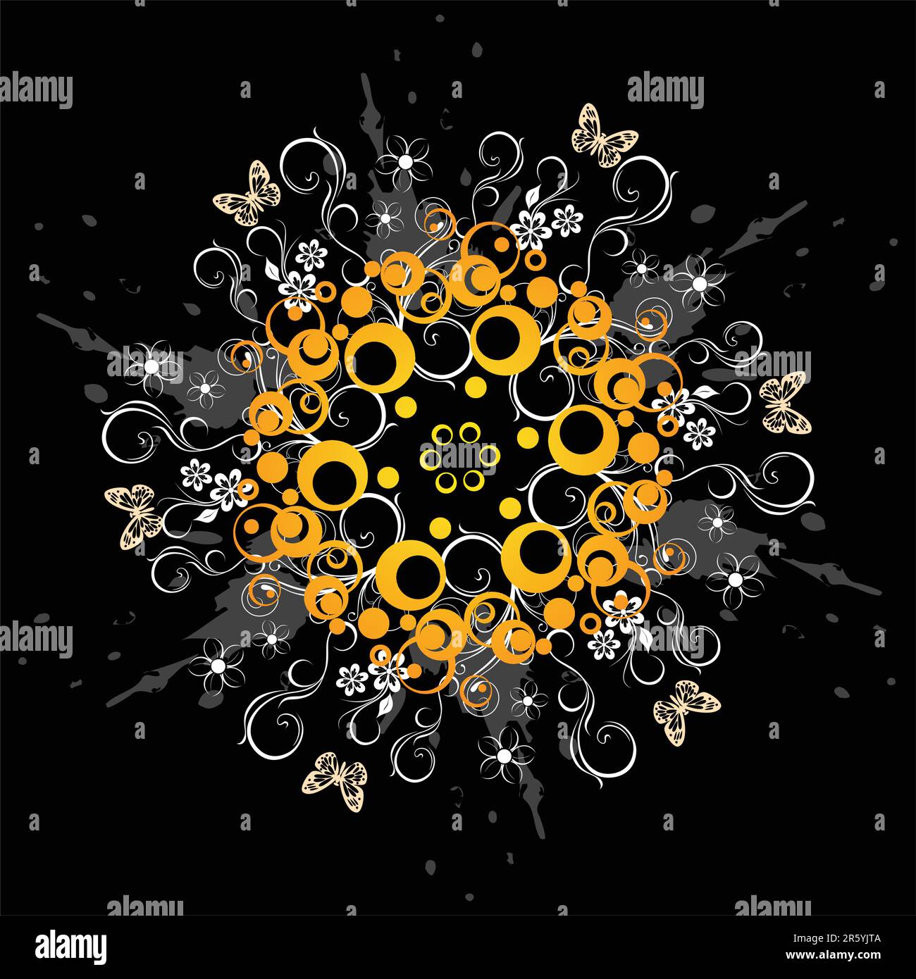 floral black background Stock Vector Image & Art - Alamy