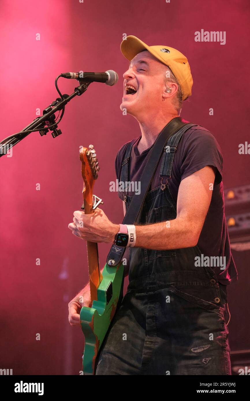 Fran Healy of Travis performing at Wychwood Festival, Cheltenham, UK. June 3, 2023 Stock Photo