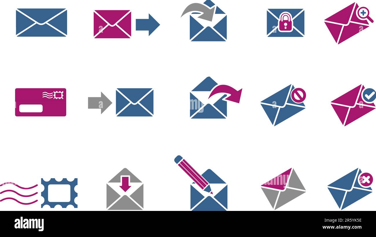 Vector icons pack - Blue-Fuchsia Series, mail collection Stock Vector ...