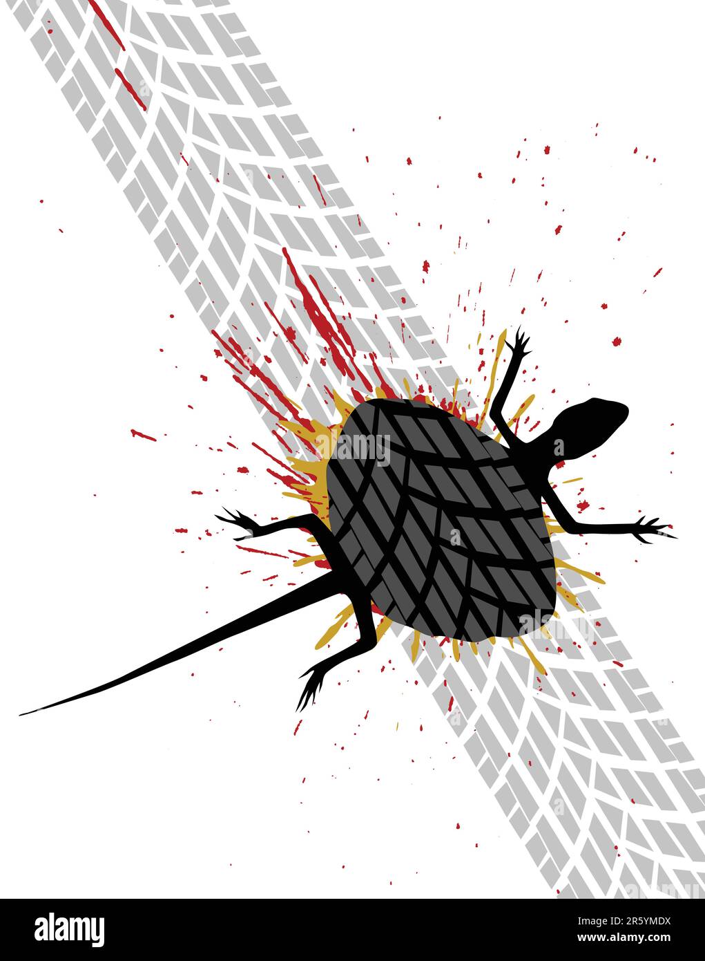 Editable vector illustration of a roadkilled lizard Stock Vector Image ...