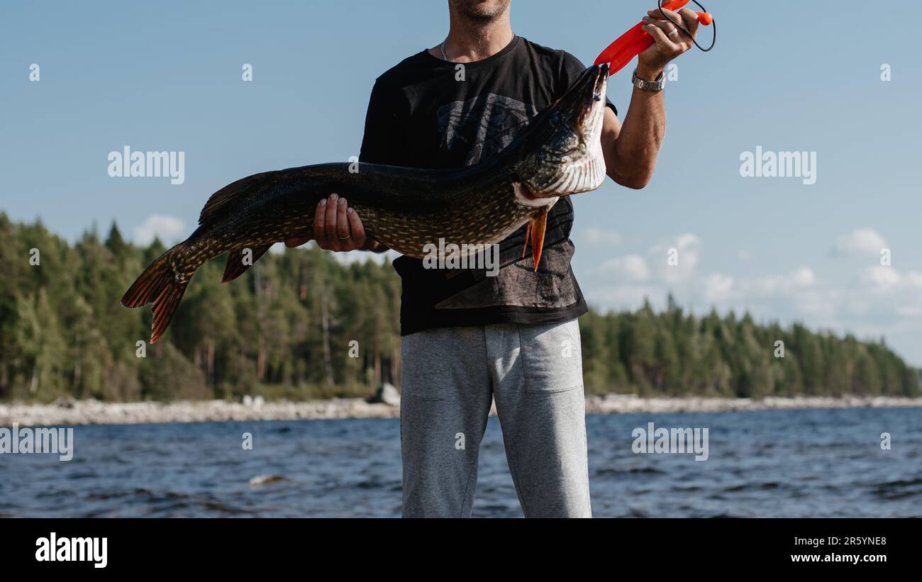 Fisherman holding northern pike hi-res stock photography and images - Alamy