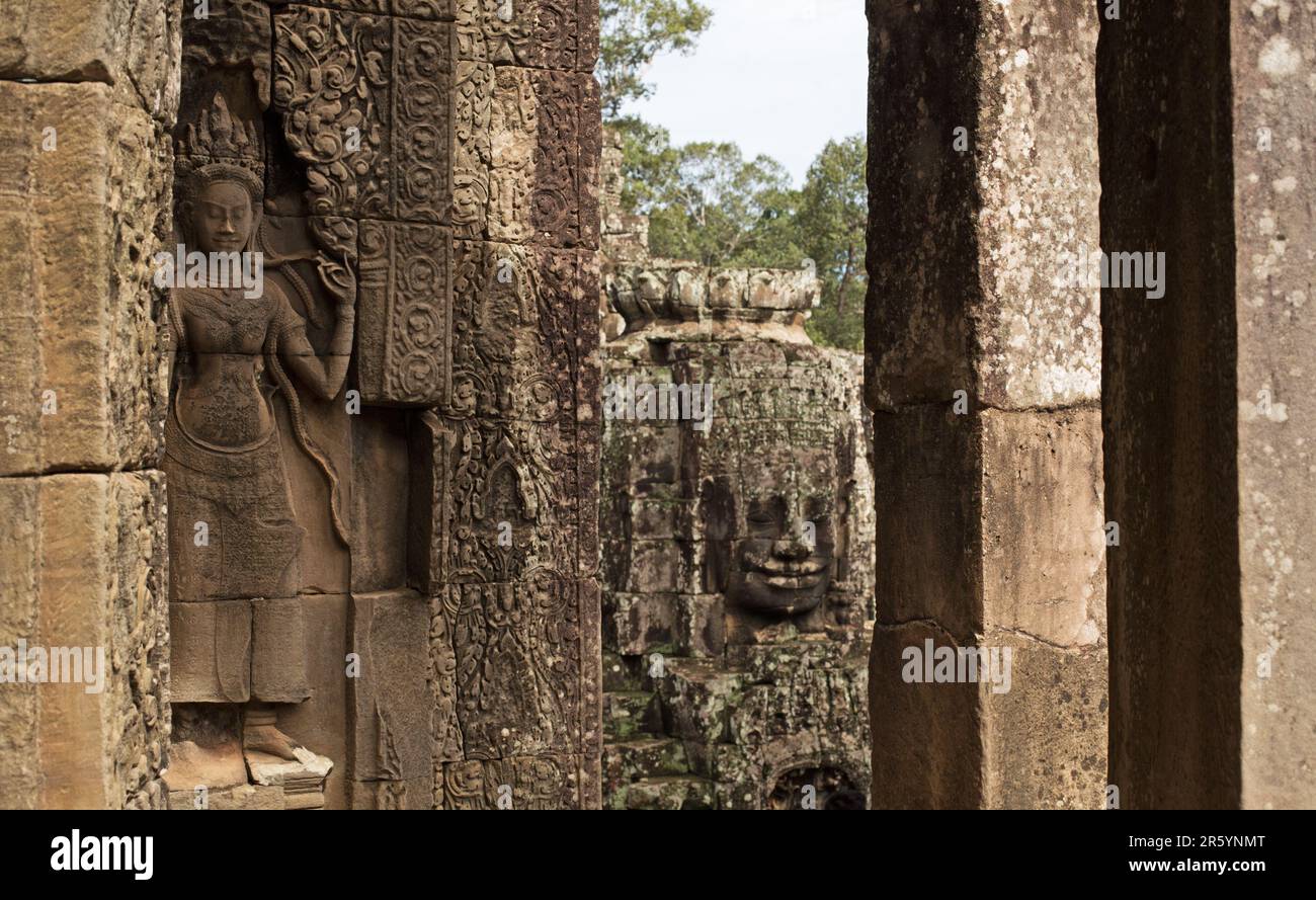 The Bayon is a richly decorated Khmer Buddhist temple located in Angkor ...
