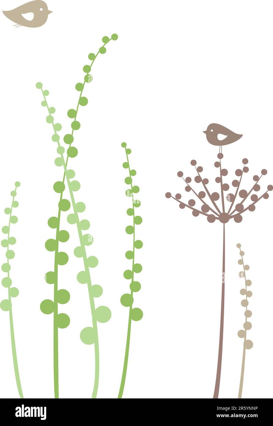 Abstract floral background with birds, vector Stock Vector Image & Art ...