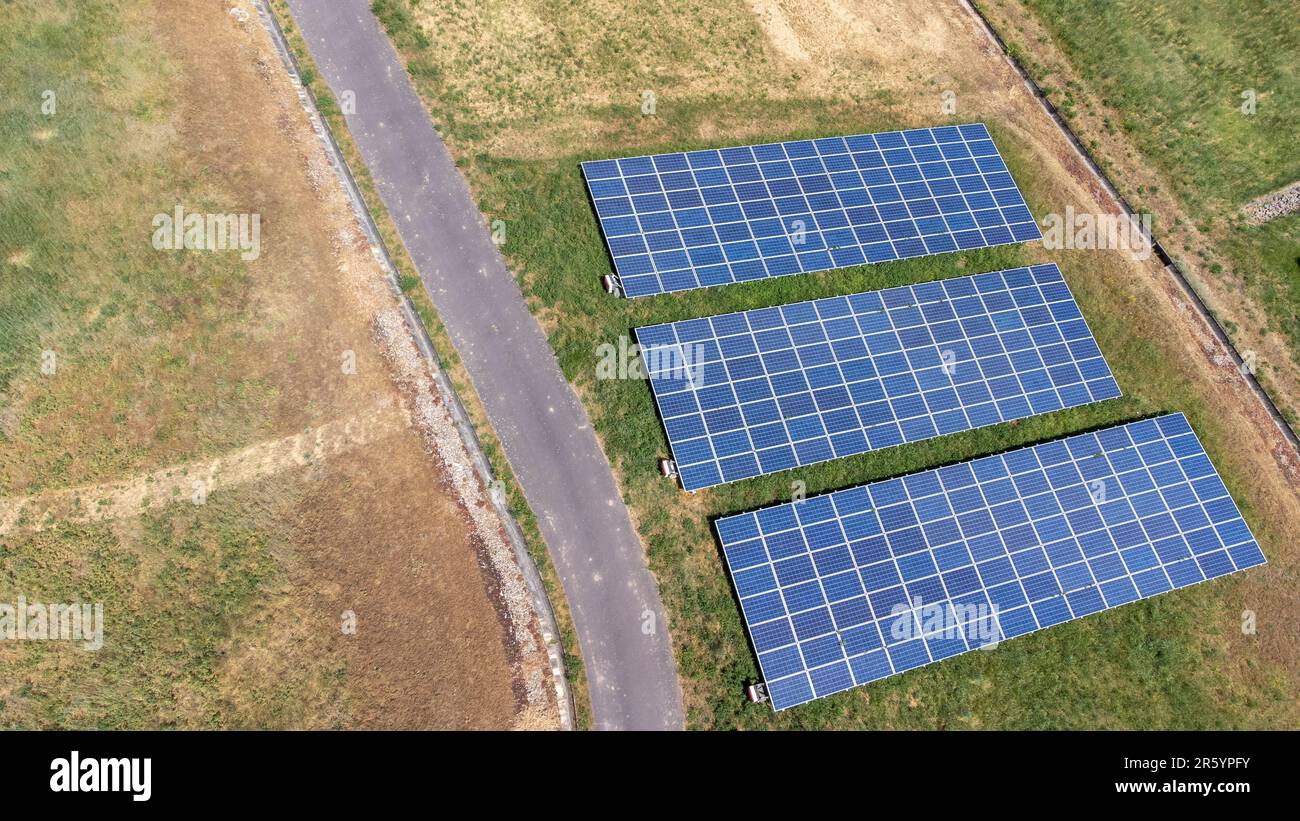 solar panels on the field Stock Photo