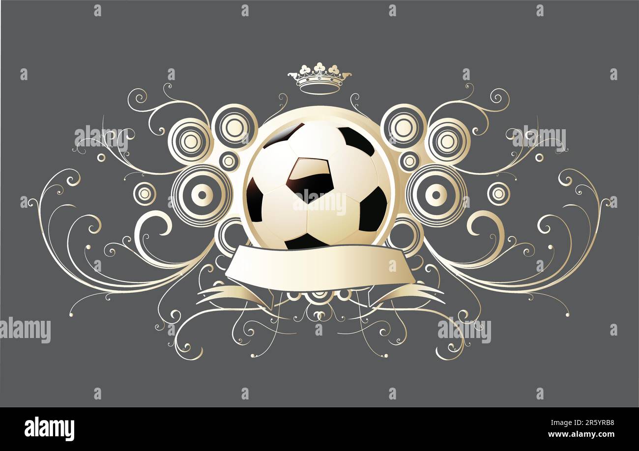 Vector illustration of winged soccer emblem with crown and banner Stock ...