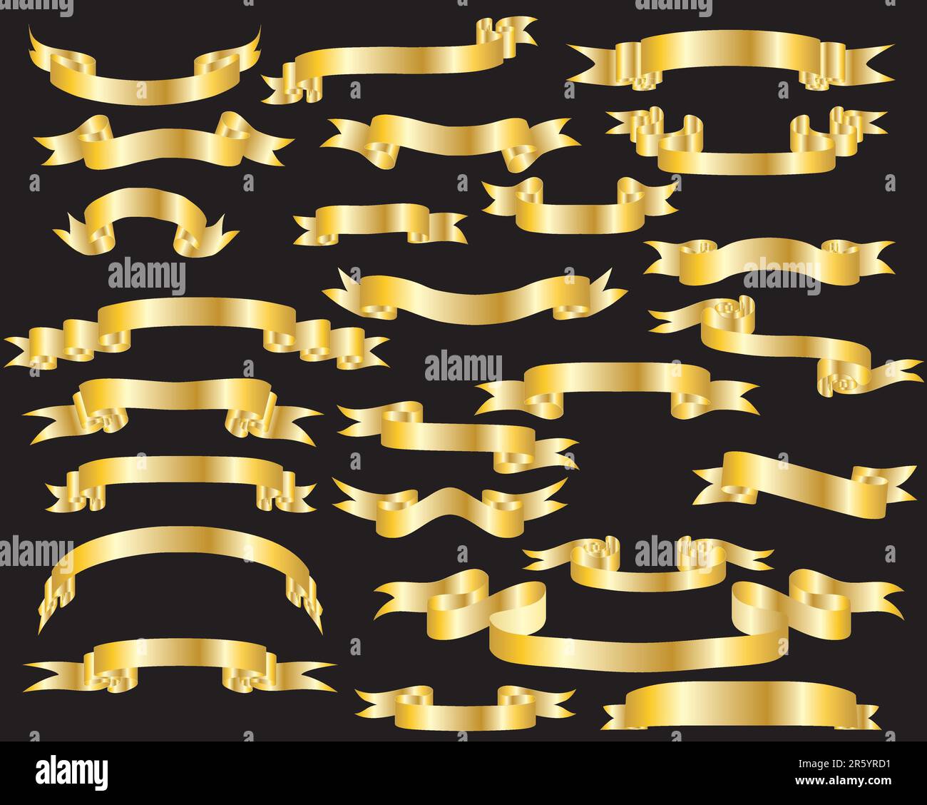 Collection of vector brightly ribbons in different shape Stock Vector