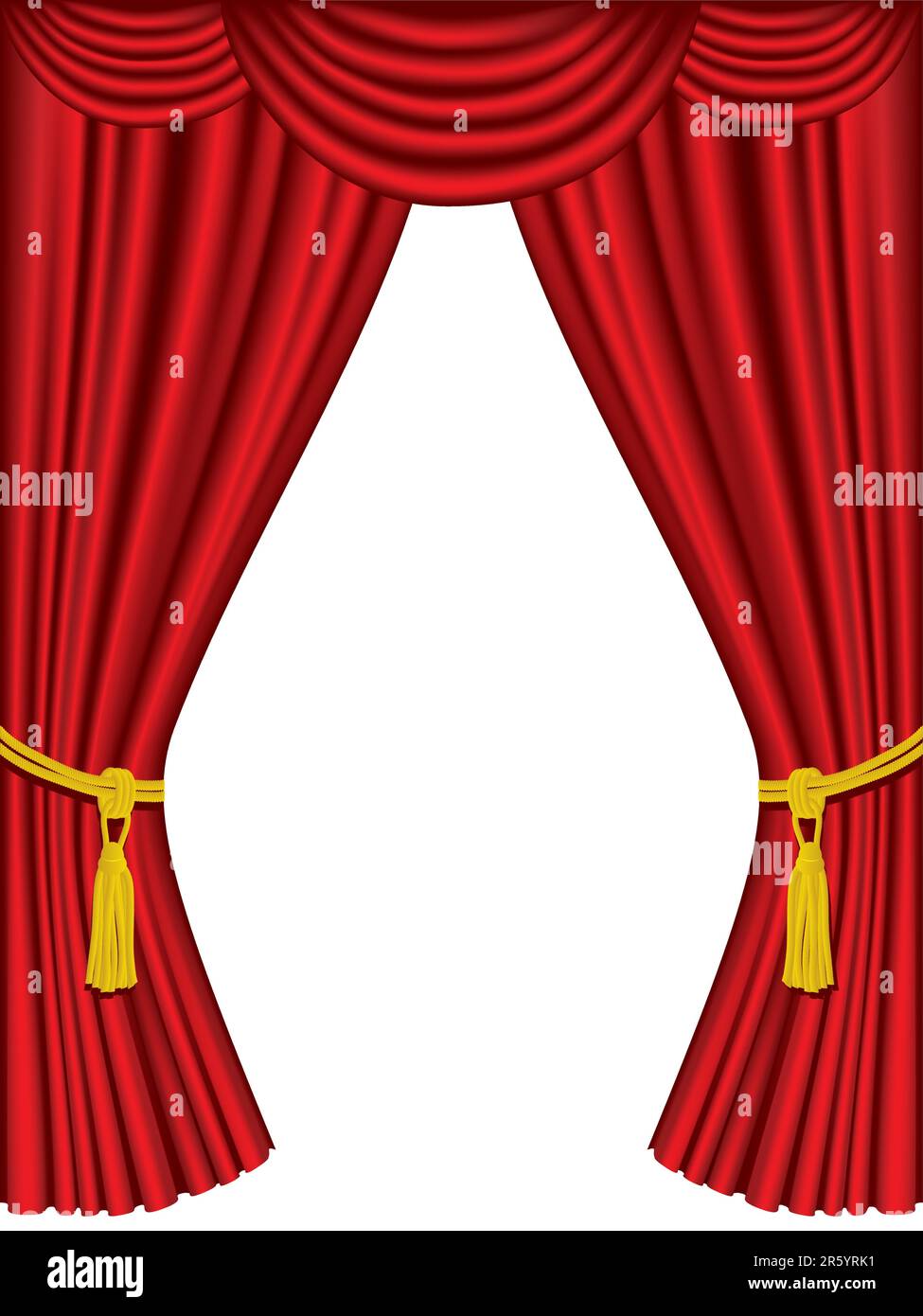 Theater curtains with drapes, over white background.  Please check my portfolio for more  illustrations. Stock Vector